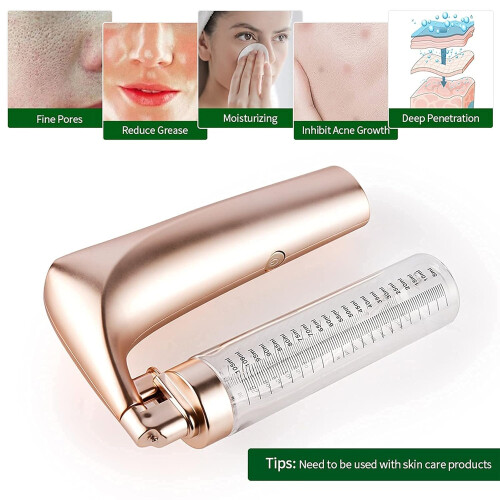 Facial Steamer with Deep Hydration, USB Rechargeable Dual Spray Modes, 105ML Capacity, Gold 1