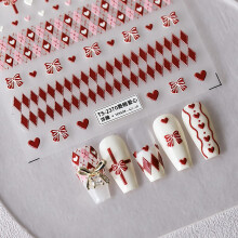 Valentine's Day Nail Stickers 3D Embossed Red Heart Decals for Romantic Holiday Manicure Art