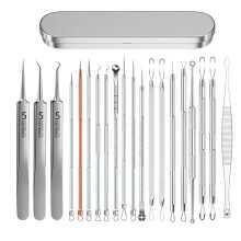 Blackhead Remover Tool Kit 20 PCS Stainless Steel Pimple Popper Set with Metal Case for Face