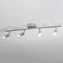 4Light Chrome Ceiling Spotlight Track Lighting Kit, Adjustable Rotatable Lamps for Gallery and Hallway