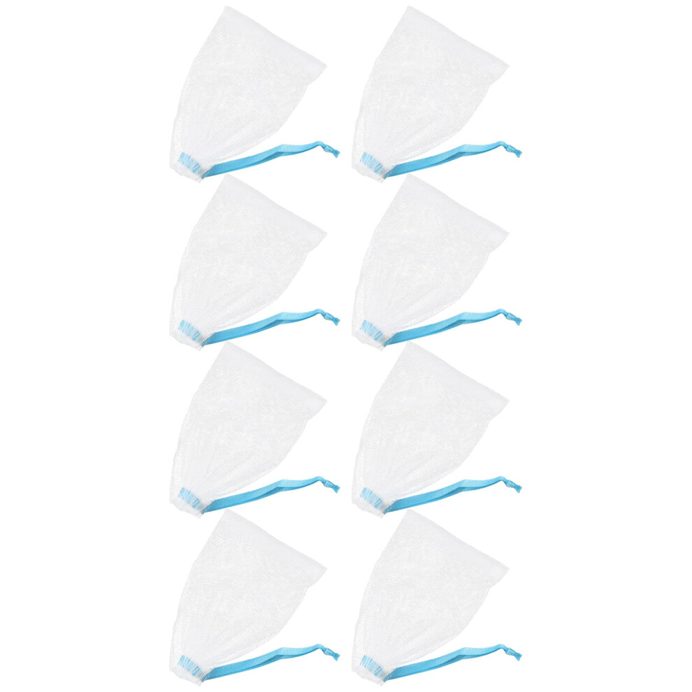 8pcs Facial Cleansing Net Foaming Soap Bag for Makeup Removal and Gentle Exfoliation Sky Blue