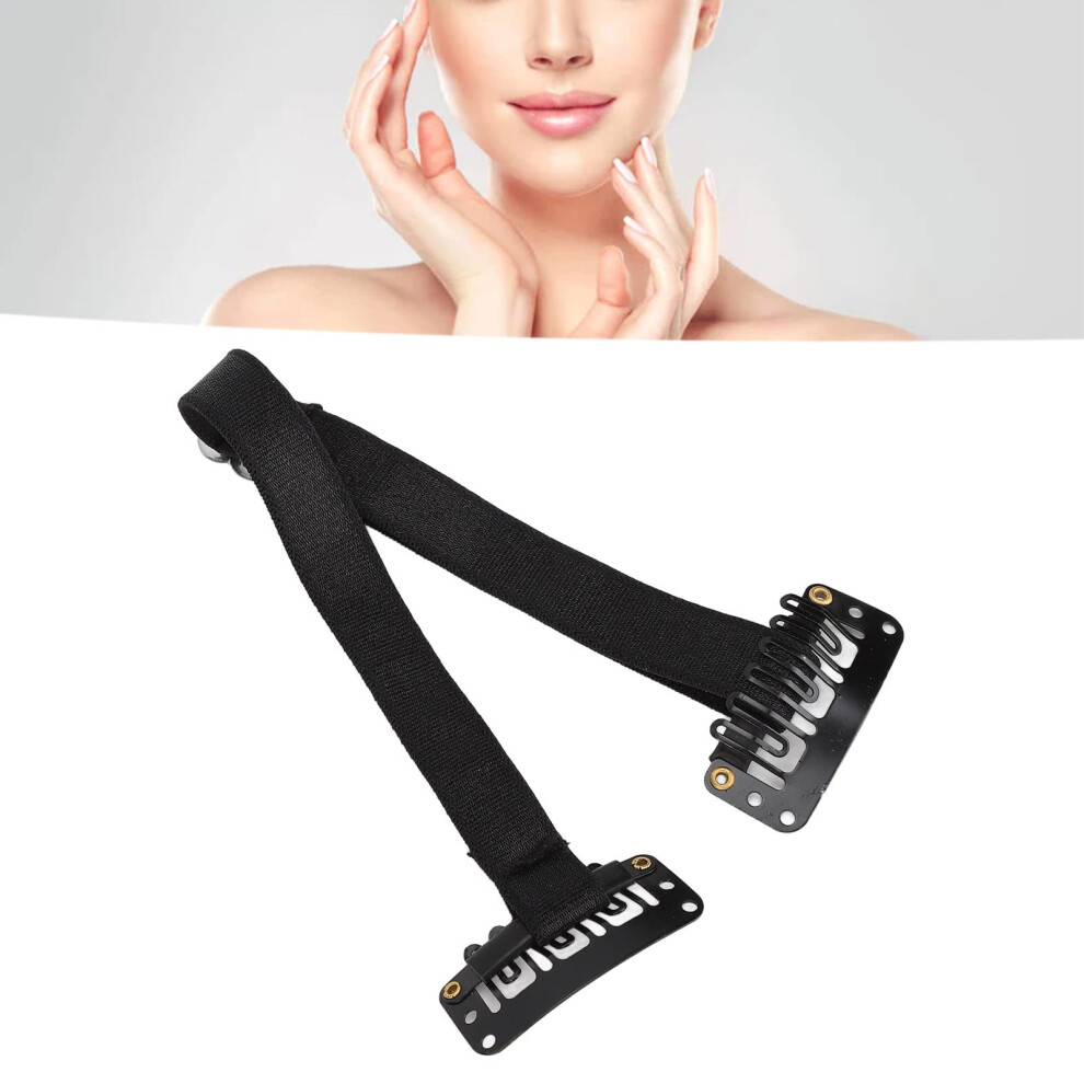 Face Lift Tape and Band Set 4pcs with Clips Adjustable Elastic Strap for Chin Neck Skin Tightening Black