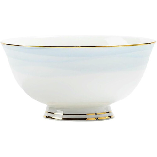 Ceramic Soup Bowls Set Blue Dinnerware Microwave Dishwasher Safe Scratch Resistant 8in 6in