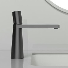 Black Bathroom Faucet Solid Brass Basin Mixer Tap with Hot and Cold Water and Ceramic Valve