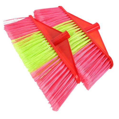 Broom Head Replacement with Dense Durable Bristles for Indoor Outdoor Sweeping, Easy Install, 2Pcs