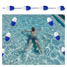 Floating Pool Safety Rope with Buoys, 6ft Nylon Swim Lane Divider, Blue and White Boundary Line