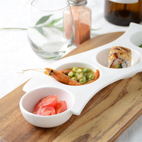 Ceramic Serving Dish with MultiCompartment Design for Snacks, Appetizers and Dipping Sauces 1