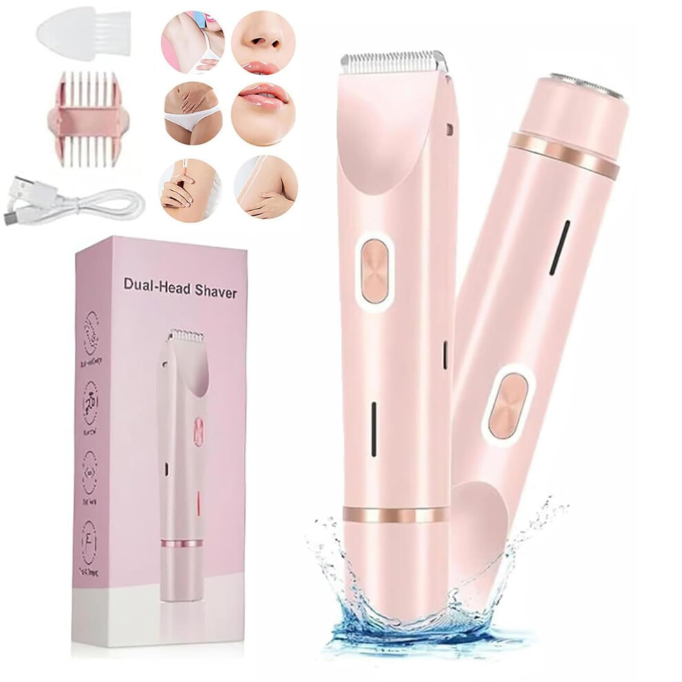 Women's Electric Bikini Trimmer, 2in1 Waterproof Rechargeable Pubic Hair Shaver for Smooth Skin