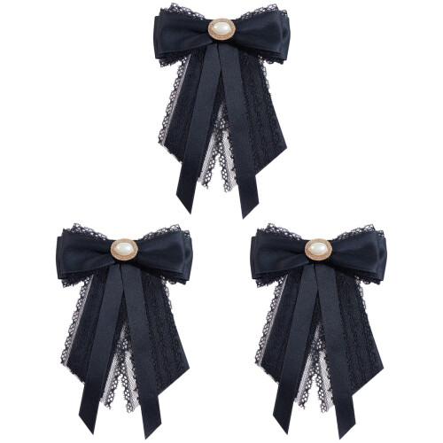 3Stk Vorgebundene Perlen Schleife Brosche Damen Accessoire 1