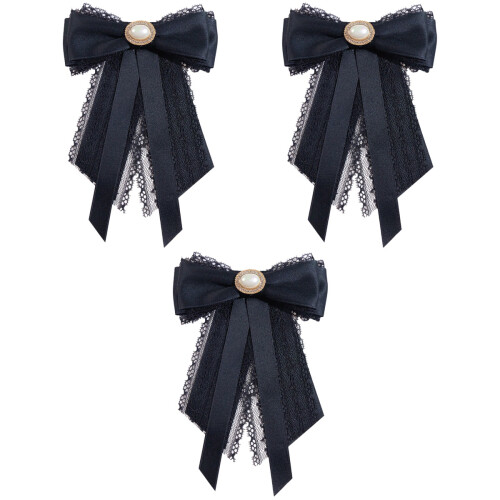 3Stk Vorgebundene Perlen Schleife Brosche Damen Accessoire 2