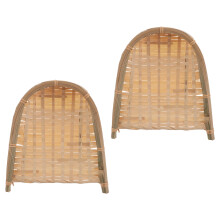 8Pcs Portable Bamboo Dustpans Tray Brown Household Dust Collector Set