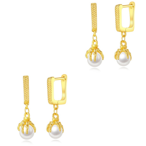 2Paires Boucles Dorées Unisexes Pour Soirée Et Cadeau 2