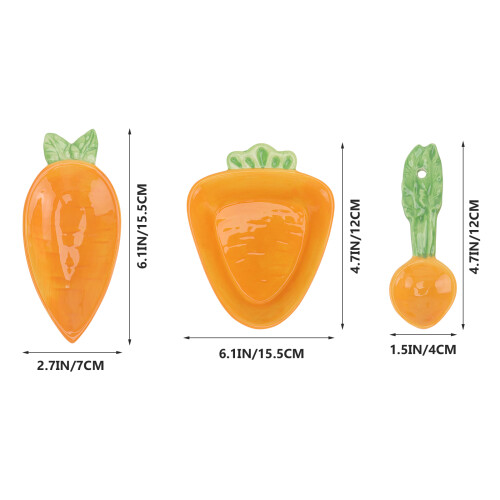 3Pcs Kids Radish Shaped Tableware Bowl Spoon Orange 1