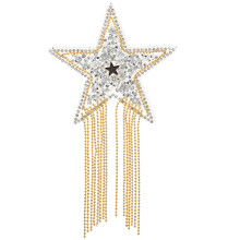 2Pcs DIY Silver Rhinestone Star Iron on Patch for Clothing and Bags