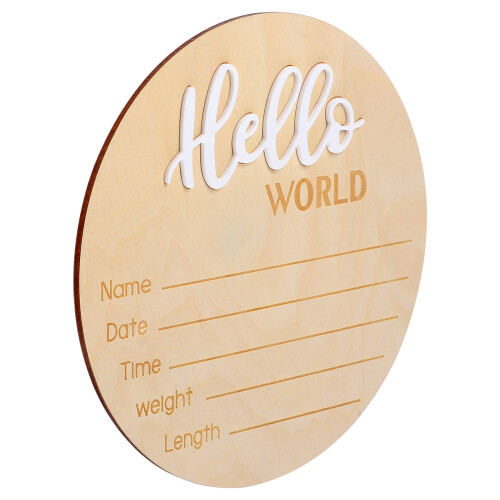 4Pièces Panneaux Rond Bois Khaki Annonce Bébé 1