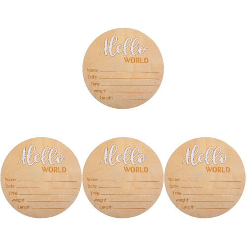 4Pièces Panneaux Rond Bois Khaki Annonce Bébé 2