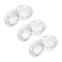 3Pièces Coupelles Verre Blanches Pour Poudre Et Liquide Nail Art