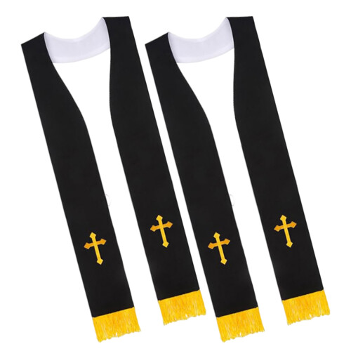 4Pièces Etole Brodée De Croix Et Pour