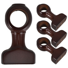 4Pcs Dark Brown Wooden Curtain Rod Brackets Secure Support Holders