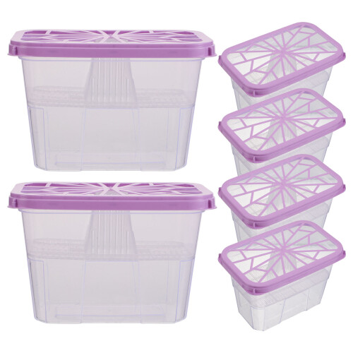 6Pcs Compact Refillable Dehumidifier Boxes Plastic for Home Wardrobe