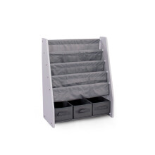 Humble Crew Children's Bookcase Storage Rack with 4 Tiers, Children's Bookrack, Bookshelf, White/Grey