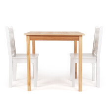 Humble Crew Children's Wooden Square Table and 2 Chairs Set, Natural/White
