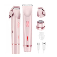 Women's Electric Shaver and Bikini Trimmer, Rechargeable IPX7 Waterproof Pain DualHead for Face, Legs and Sensitive Skin (Pink)