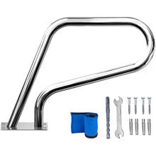 Stainless Steel Pool Handrail for Inground Pools 32x23 Inch with Base Plate and NonSlip Grip