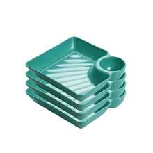 Snack Plates with Compartments for Appetizers and Sauces, 4pcs Green MultiCompartment Serving Dish