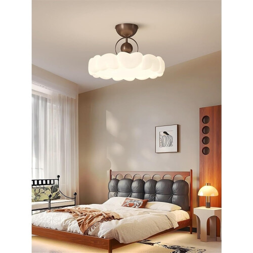 LED Flush Mount Ceiling Light Bedroom Lamp, ThreeColor Modes, Feather Shape, Warm Ambient Lighting 2