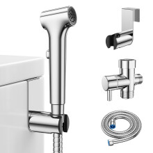 Handheld Bidet Sprayer for Toilet with Adjustable Water Pressure, Muslim Shower Hygiene Set, Chrome