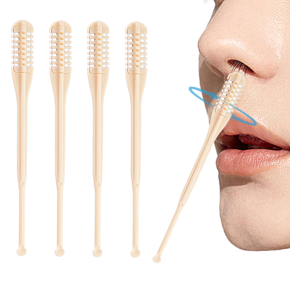 2in1 Manual Nose and Ear Hair Trimmer with 360 Rotating Blade and DualEnd Ear Pick, 4Pcs