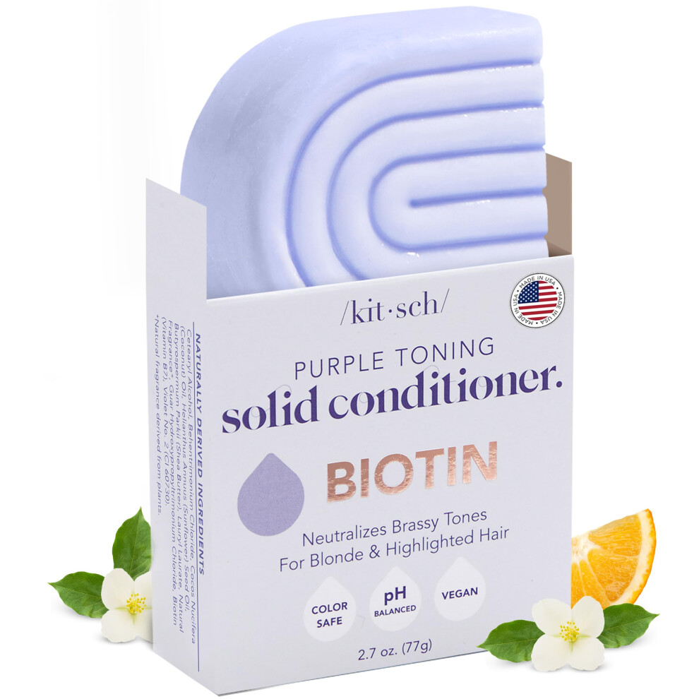 Kitsch Purple Conditioner Bar For Blonde Hair - Toning Conditioner Bar With Biotin For Strengthening & Neutralizing Brassy Tone | Vegan Solid