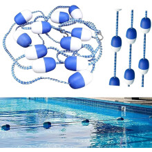 Swimming Pool Lane Divider Rope 69ft Blue White Visibility with Hooks for Swim Club Use