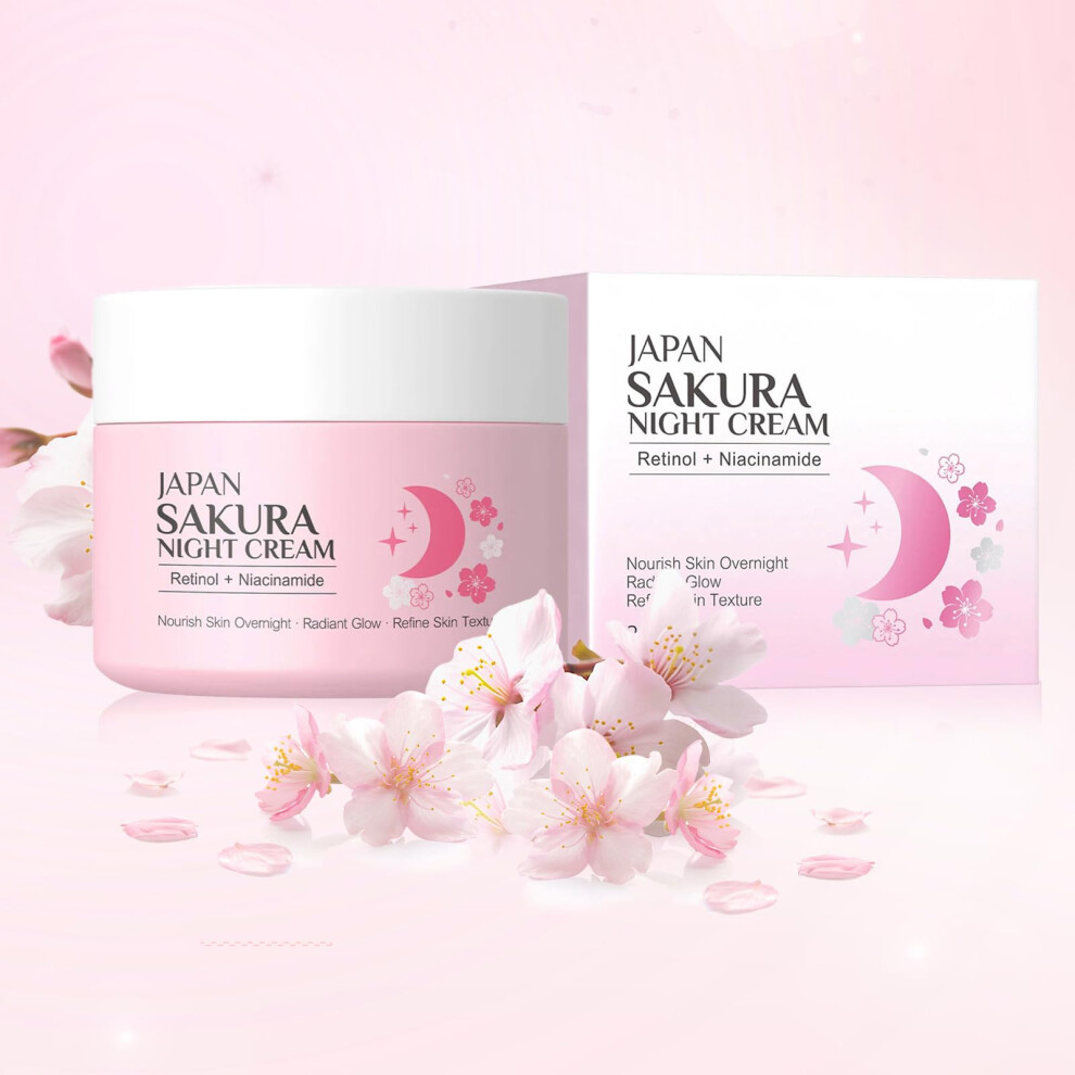 Retinol Night Cream with Niacinamide and Cherry Blossom for Anti Aging and Deep Hydration 1pc