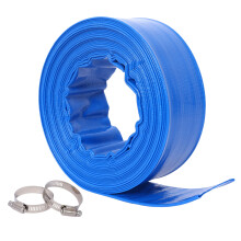 2' x 50 FT Pool Backwash Hose with Clamp, Heavy Duty Reinforced PVC Water Discharge, Blue