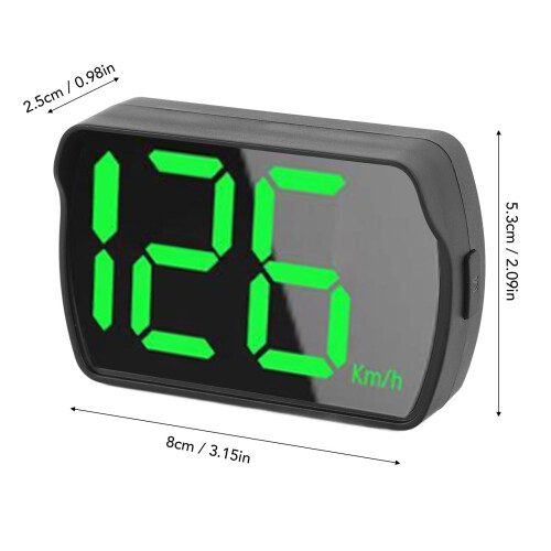 HUD Geschwindigkeitsmesser DC5V USB-C Schwarz+Grün KM/MPH 1