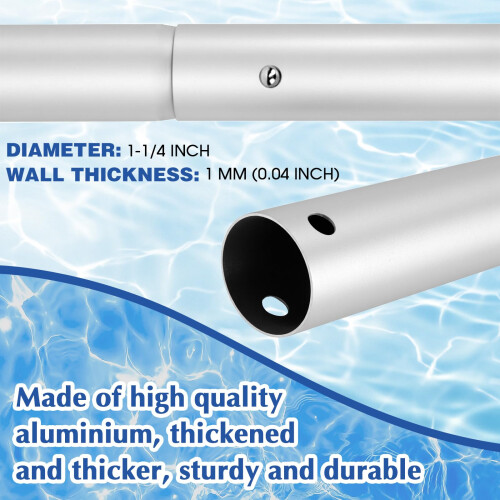 Aluminium Telescopic Pool Cleaning Pole Adjustable 5Piece Lightweight Extension Handle Silver 2