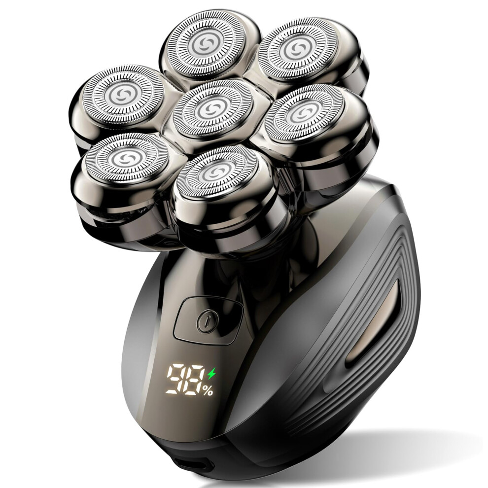 Head Shaver for Bald Men with Magnetic Detachable 7D Floating Blades, IPX7 Waterproof, LED Display, TypeC Rechargeable