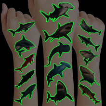 Glow in the Dark Shark Temporary Tattoos for Kids, 96PCS Waterproof Realistic Designs Party Favors