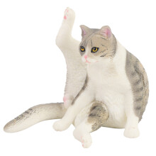 Realistische graue Katzenfigur, lebensechtes sitzendes Modellspielzeug für Kinder, 10 cm