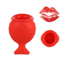 Lip Plumper Silicone Lip Enhancer Device for Quick Fuller Lips, Fish Shaped Reusable, Red