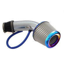 3 Inch Universal Cold Air Intake Kit Aluminum Pipe Filter Increase Horsepower Baked Blue