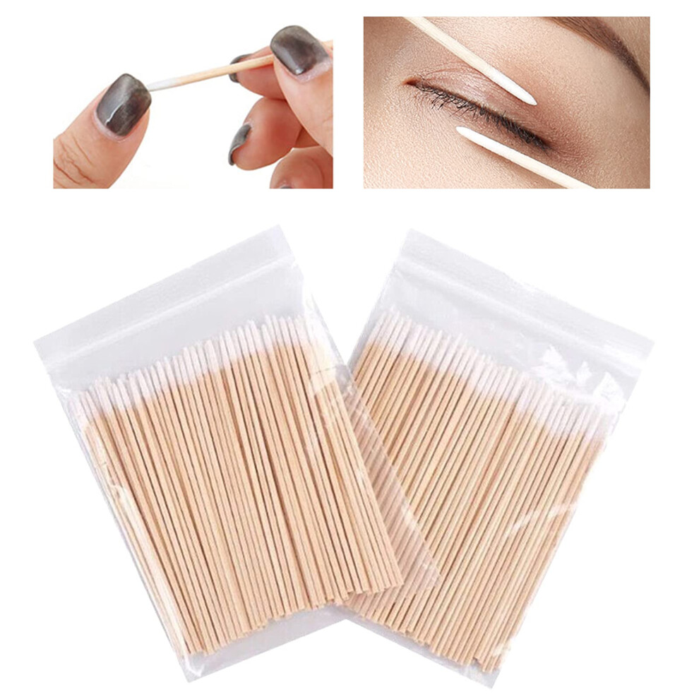 300pcs Wooden Handle Cotton Swabs with Pointed Tips for Precision Makeup, Cleaning and Crafts