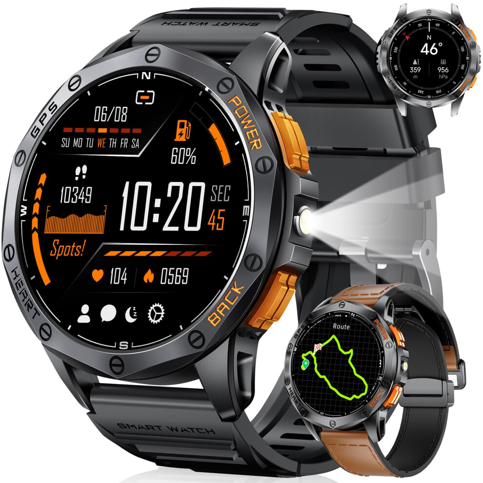 Smartwatch With Gps, 1.43In Amoled, Sports Tracker, Bluetooth Calling, Compass, Heart Rate, Spo2, 5Atm Waterproof, Long Battery For Android Ios 9044945418460