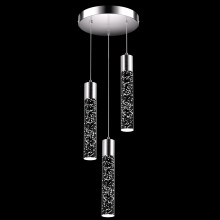 Modern 3Light Pendant Lights for Kitchen Island, Brushed Nickel LED Fixture with Crystal Bubble Design