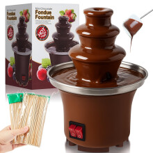 3 Tier Electric Chocolate Fountain with 200 Bamboo Skewers for Desserts Cheese and Party Events