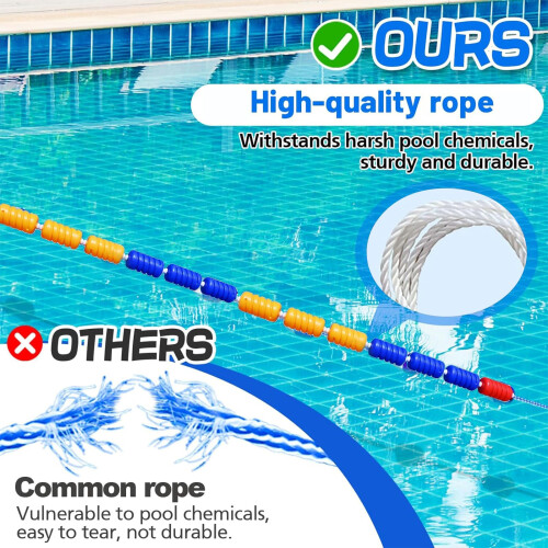 Pool Divider Rope with Floats, Bright Color Coding, Wave Reduction Design, Custom Length Options 1