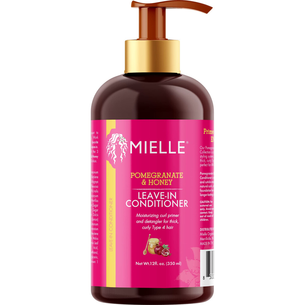 Mielle Organics Mielle Pomegranate & Honey Leave-In Conditioner, Moisturising Curl Primer And Detangler, Repair Damage And Prevent Frizz, Treatment For Thick Curly
