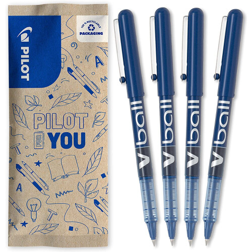 Pilot Pilot - V-Ball Rollerball Pen - Medium - Blue - Pack of 4